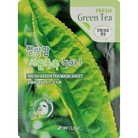 3W Clinic Тканевая маска для лица с зеленым чаем Fresh Green Tea Mask Sheet, 23 гр