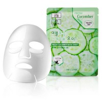 3W Clinic Тканевая маска для лица с огурцом Fresh Cucumber Mask Sheet, 23 гр
