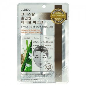 Mijin Маска тканевая с улиточным муцином Junico Crystal All-In-One Facial Mask Snail, 25 гр